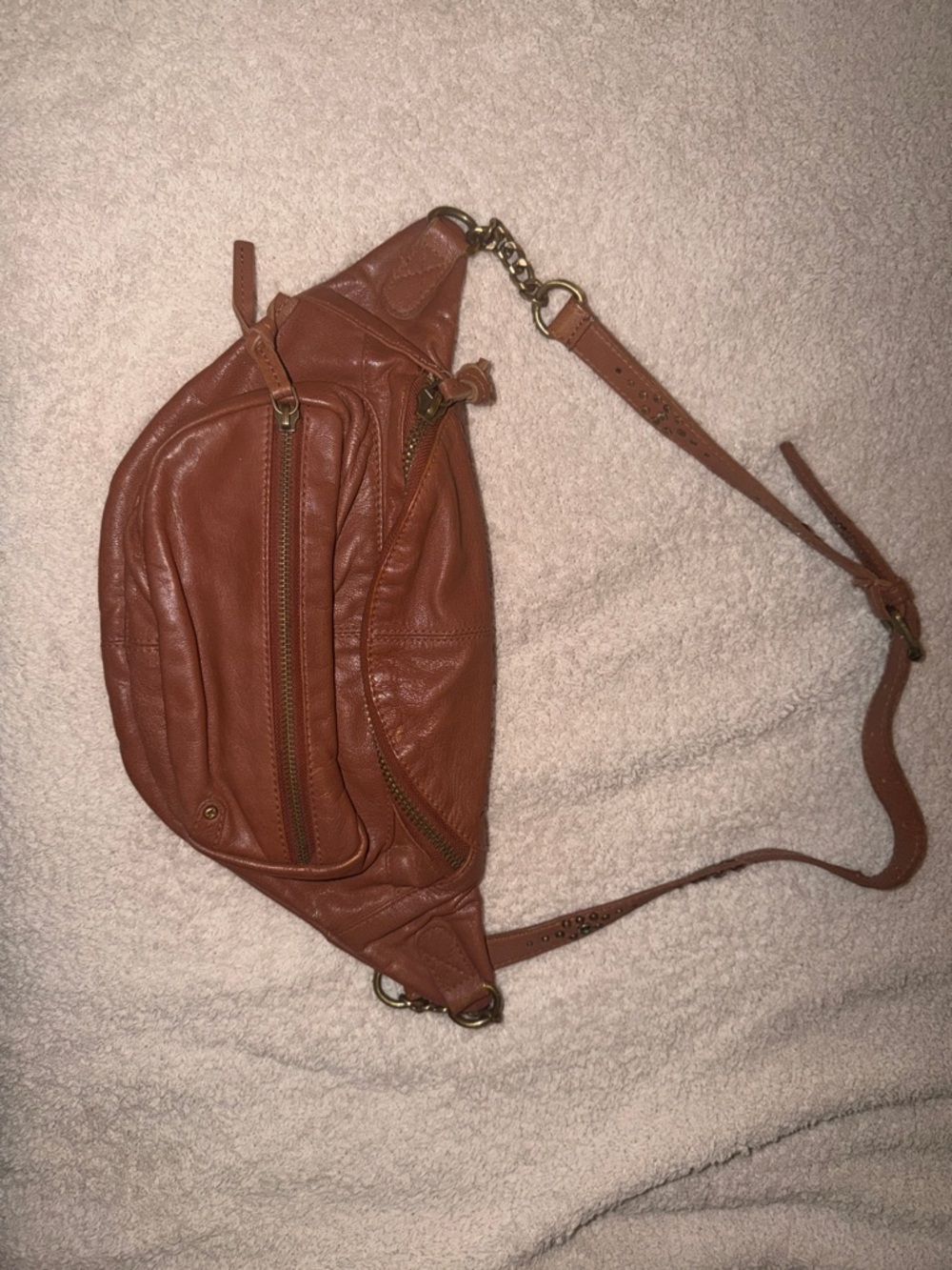 Free People Leather Sling Bag in Cognac Brown